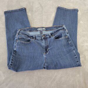 Lands' End Women's 16W Dark Wash Denim Capri Jeans Elastic Waist CAP11E